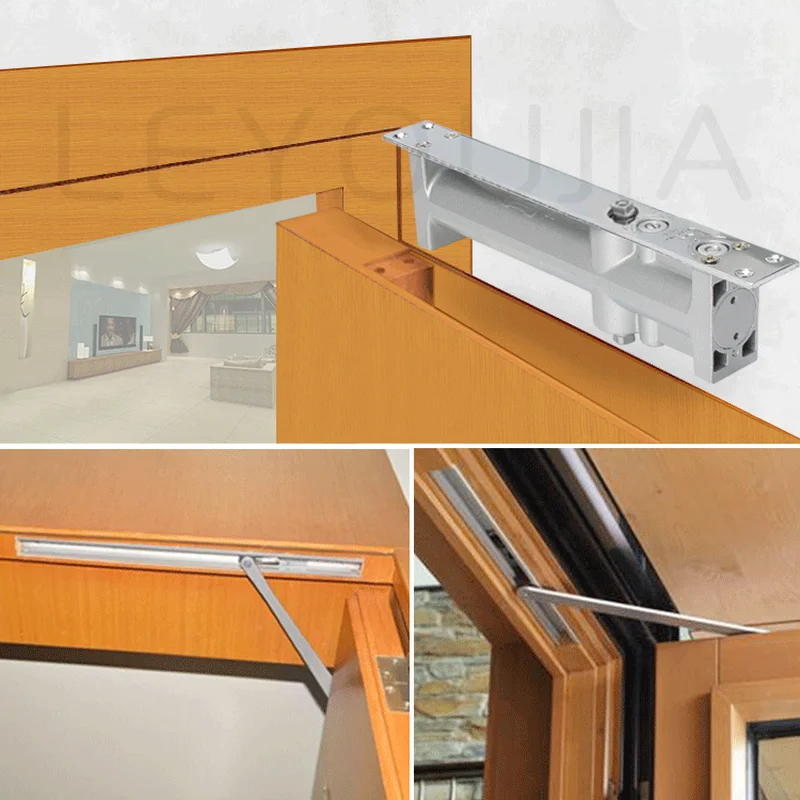 40-65kg Heavy Duty Adjustable Hydraulic Automatic Door Closer  Aluminum Alloy Square Automatic Pull-in Concealed  Door Closer