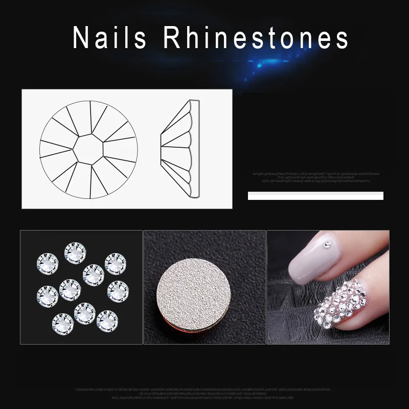 Swarovsky Nail Art Rhinestone Crystal SS3-SS40 Flatback Clear Glass Nail Strass Crystal Stone For Nail Art Design Gem Decoration