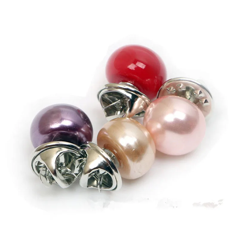 10pcs Button Brooch Imitation Pearl Circle Brooch Pins PU Button Trendy Metal Sweater Collar Hijab Pin Brooch Jewelry Accessorie