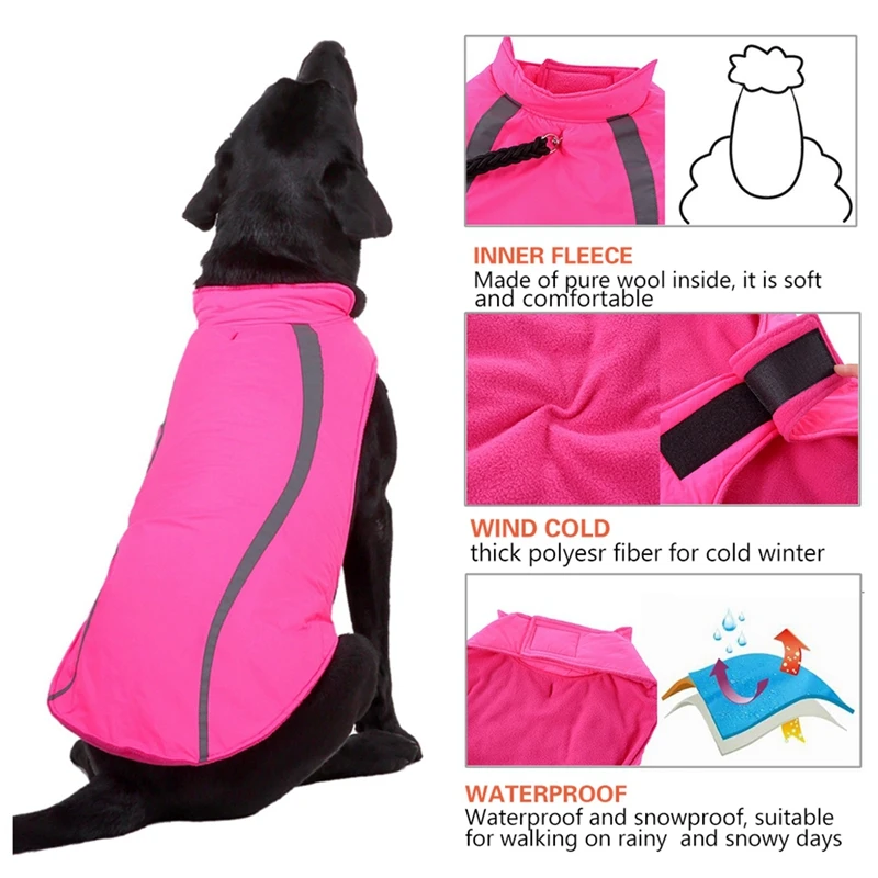 Dog Reflective Windbreaker Outdoor Jacket Windproof Clothes Pet Reflective Outdoor Jacket For Large Dogs Thickening Warm Coat