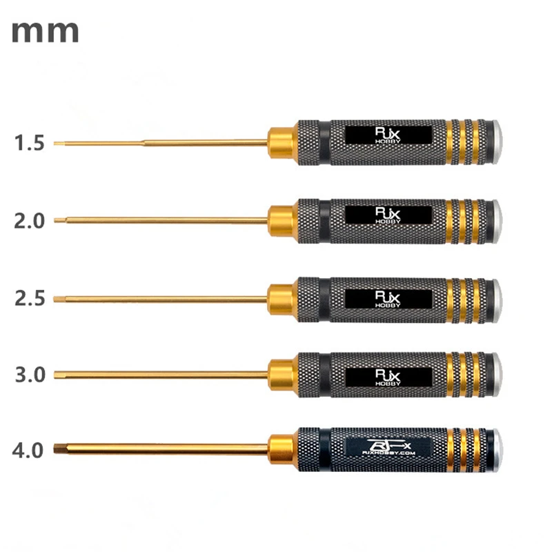 RJX Super twarde HSS tytanowy klucz sześciokątny śrubokręty zestaw narzędzi 1.5/2.0/2.5/3.0/4.0mm do modelu samolotu RC