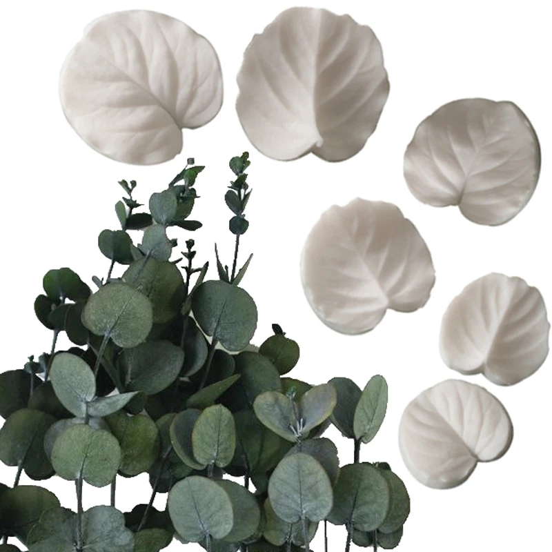 Eucalyptus Leaves Molds Fondant Cakes Decorating Tools Silicone Molds Sugarcraft Chocolate Baking Tools For Cakes Gumpaste Form