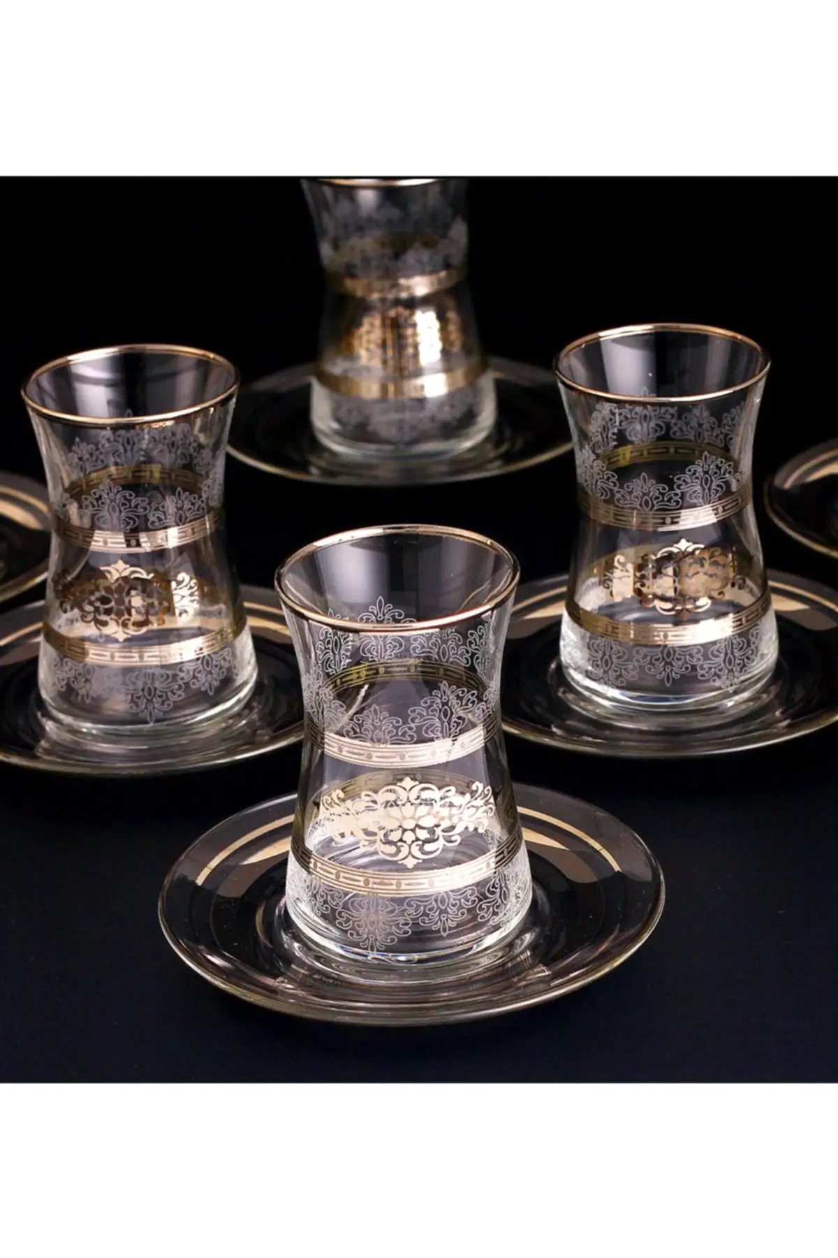 Uras 12 Piece Tea Set-Masal Platinum English Tea Cup Glass Cup