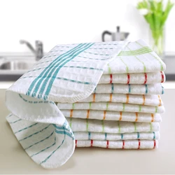 3Pcs Katoen Wafel Schuursponsje Absorberende Rag Huishouden Keuken Schoonmaakdoekje Dish Reinigingsdoekjes Zachte Microfiber Veeg Stofdoek