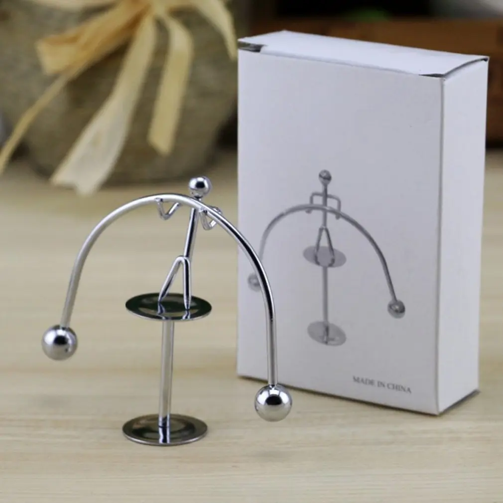 Perpetual Balance Small Weightlifting Cartoon Newton Physics Science Newton Pendulum Metal Home Little Iron People Swing 2021New