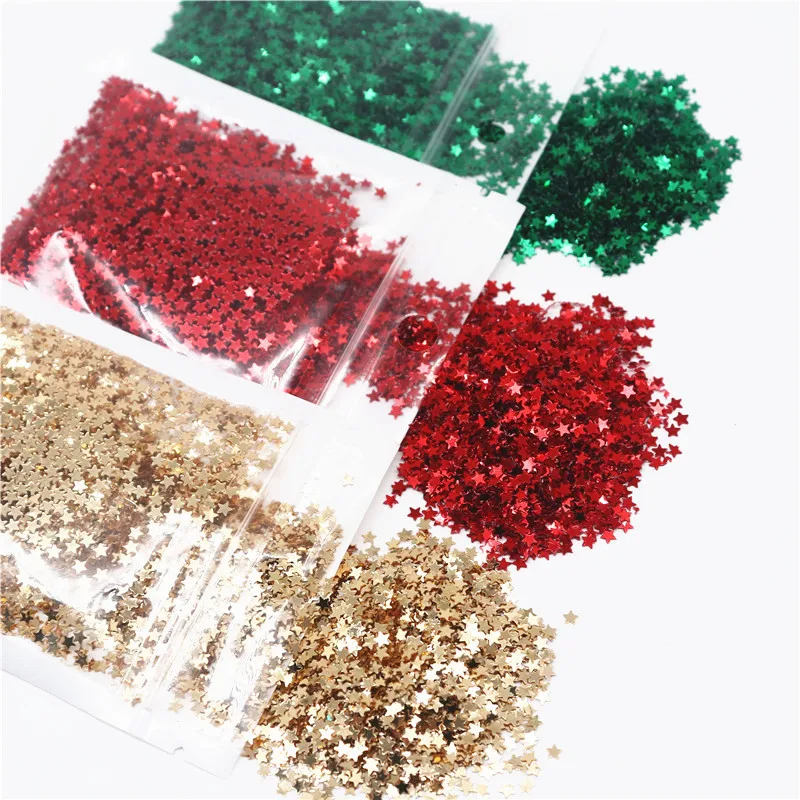 3mm 4mm Colorful Pvc Glitter Sequins Five-point Star Shape Nail Sequin Handmade for Diy Women Sewing Accessory Scrapbooking