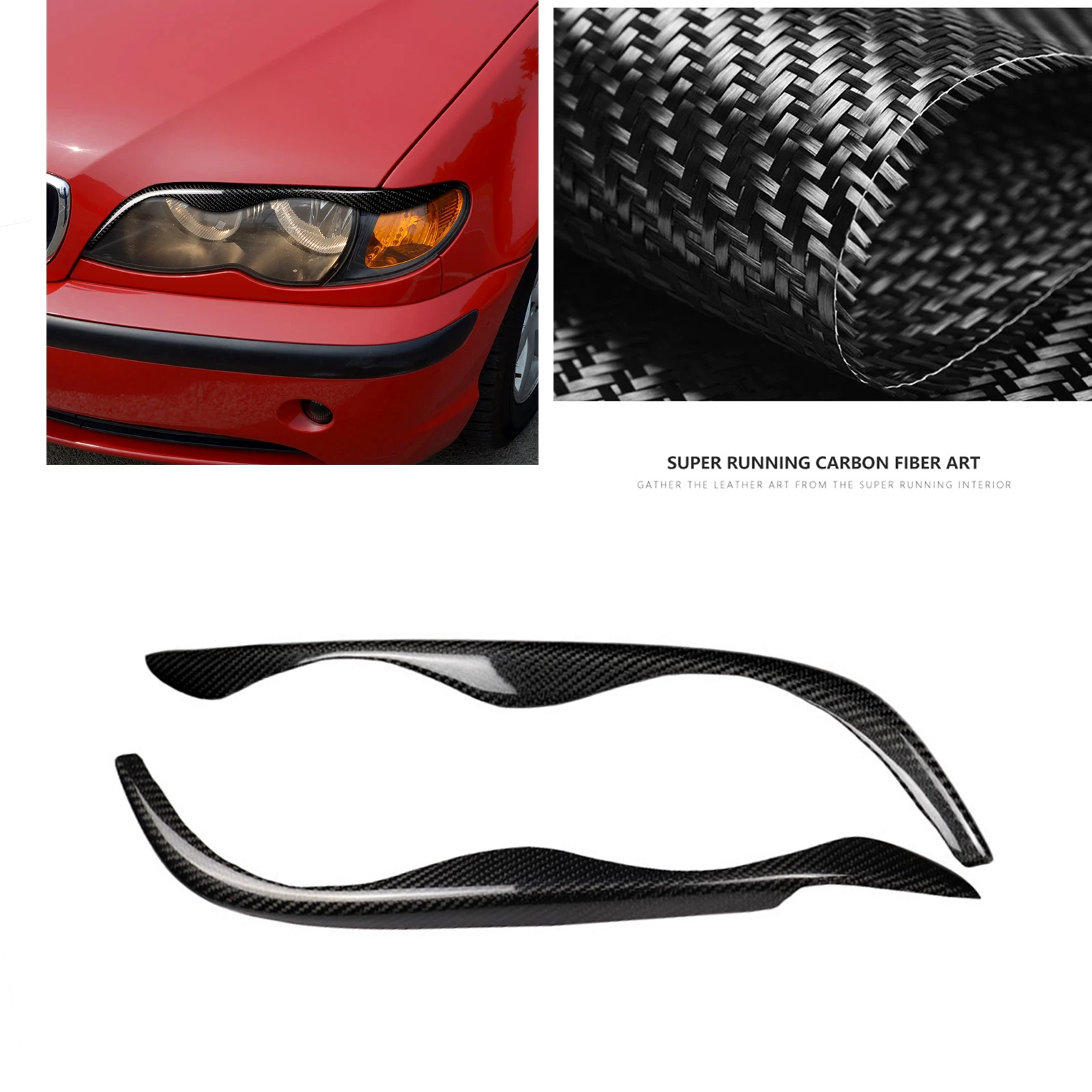 For BMW E46 323i 328i 330i 325i 1999-2004 Carbon Fiber Front Head Light Lamp Brow Cover Trim Headlight Eyebrow Headlamp Eyelid