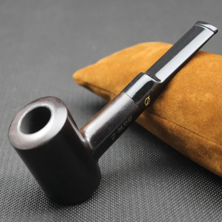 Nice Handmade Nature Ebony Wood Straight Type Smoking Pipe Tobacco Wooden Pipe Gift 10pcs 9mm Filters + Pouch + Holder #540S