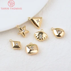 (203)4PCS 10x15MM 24K Gold Color Plated Brass with Zircon Star Charms Pendants High Quality Jewelry Findings Earrings Accessorie