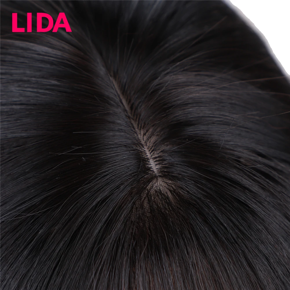 Parrucca con chiusura dritta Lida estensione dei capelli con Clip mista con frangia parrucche con parte centrale attaccatura dei capelli naturale per le donne