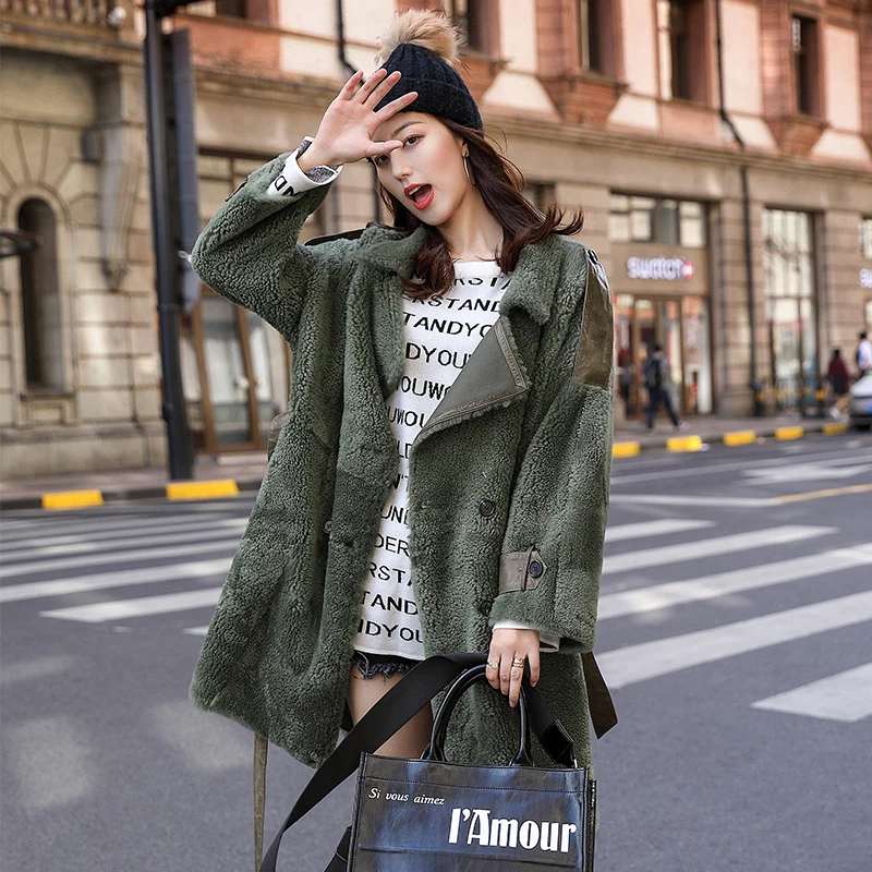 Fur Coat Female Natural Winter Real Wool Jacket Women Clothes 2020 Vintage Double Faced Tops Korean Fur Jackets Belt Hiver 98063