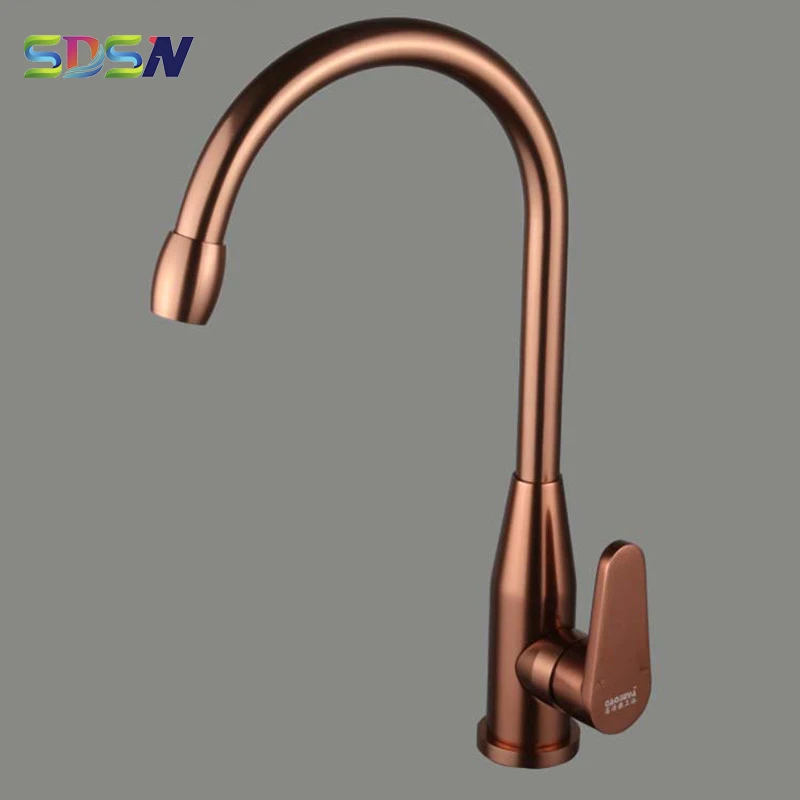 

Modern Alunium Kitchen Faucet Hot and Cold Water Faucte for Kitchen Rose Gold Luxury Kitchen Water Faucet Rotable Kitchen Mixer