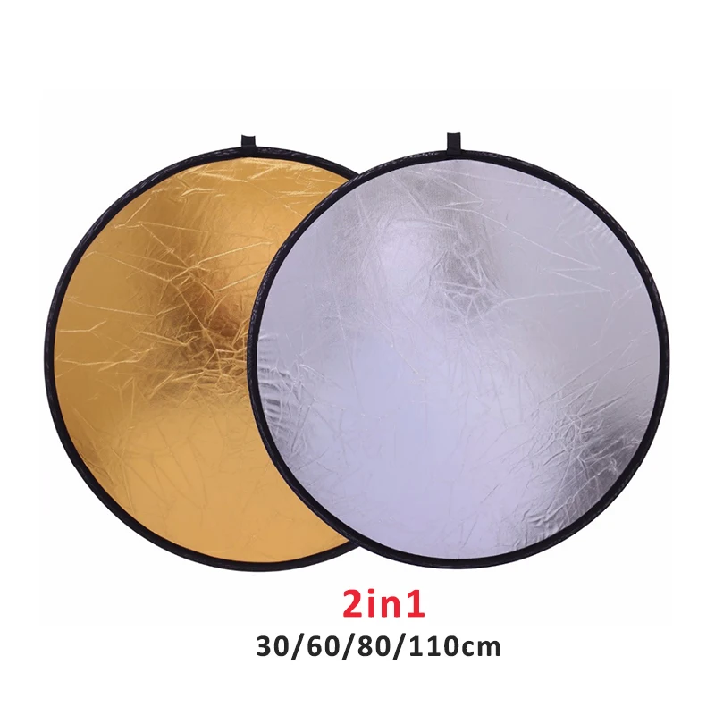 30/60/80/110cm 2in1 photo reflector for Studio Portable Collapsible Light Round Photography Reflector photography accessories