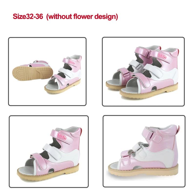 Ortoluckland Children Shoes Summer Girls Orthopedic Sandals Toddler Baby New Stylish Flower Leather Flatfeet Footwear 3To 10 Age