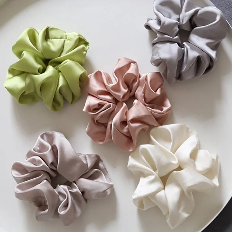 Silk Satin Scrunchies Elastic Hair Bands Women Girls Ponytail Holder Hair Ties Headbands High Quality Hair Accessories Fashion