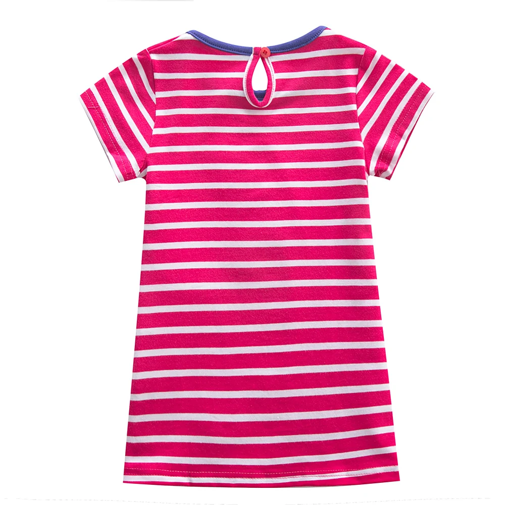 Zeebread New Arrival Elepant Embroidery Children's Girls Dress Hot Selling Stripe Kids Cotton Clothes Toddler Baby Dress Frocks