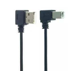USB 2.0 Right Angled Type A Male to Type B Left 90 Degree Cable for Printer 0.5m