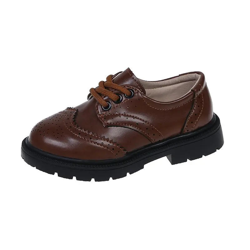 Zapatos de cuero para niños y niñas estilo británico Oxford Vintage con cordones planos para fiesta escolar boda Formal 26-36 nuevo