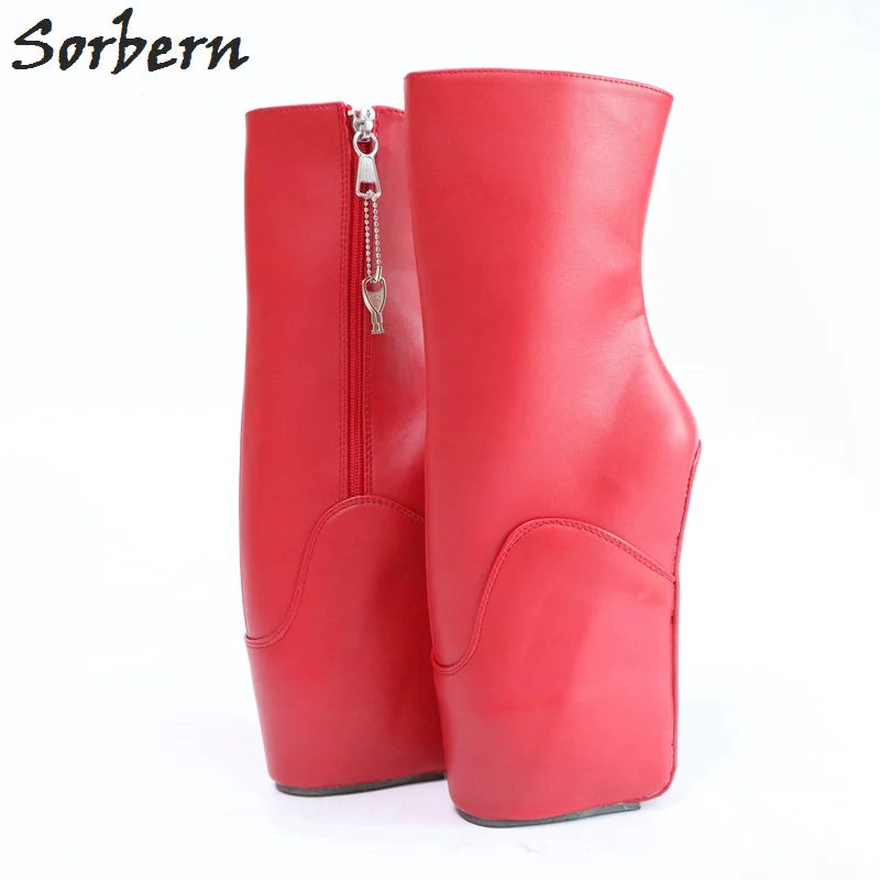 Sorbern Sexy Hidden Wedge Ballet Boots Lockable Zipper Sexy Fetish Heels Custom Ankle Boots No Heel Ballet Heelless Shoes