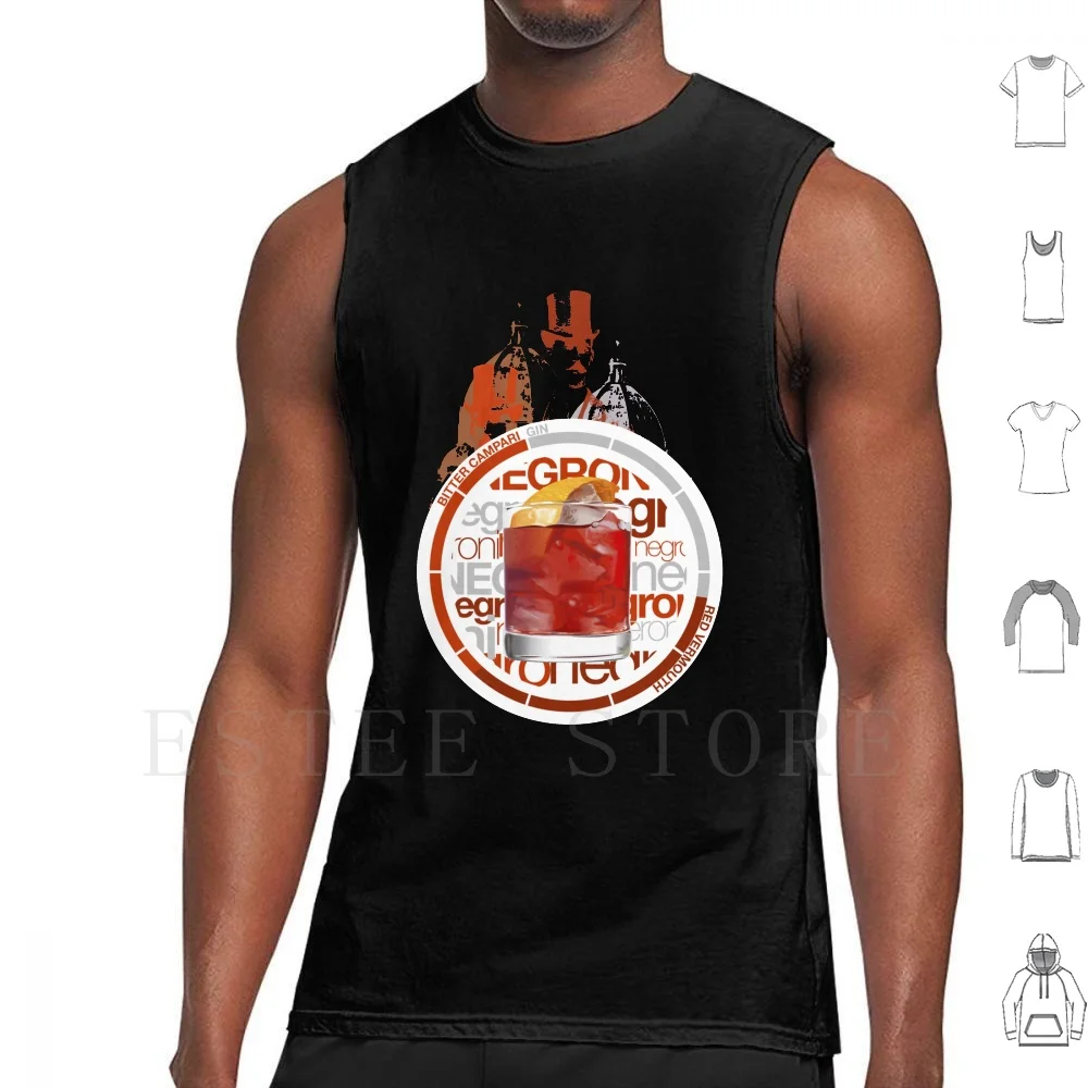 Negroni Receta Camisetas sin mangas Chaleco Cóctel sin mangas Negroni Italia Gin Campari Vermouth Círculo rojo Cena redonda
