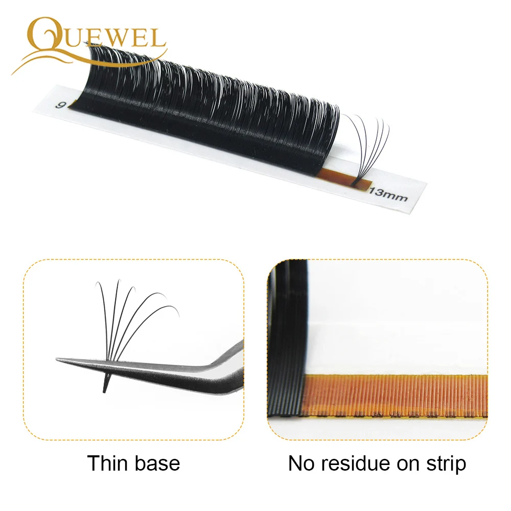 Quewel Lashes Easy Fan 0.12mm Volume Eyelash Flowering Russian Eyelashes Extension Fast Blooming C/CC/D/DD Curl Premade Fan Lash