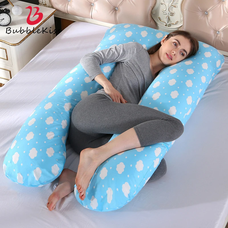 Bubble Kiss Pregnant Pillow Pure Cotton Home U-Shaped Soft Body Pillow Pregnancy Maternity Lumbar Pad Bedding Decoration Cushion