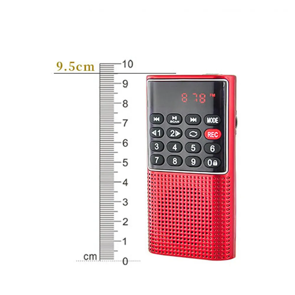 kebidumei Digital FM Mini Portable Radio Handheld USB TF MP3 Player Speaker Rechargeable Small Speaker Outdoor