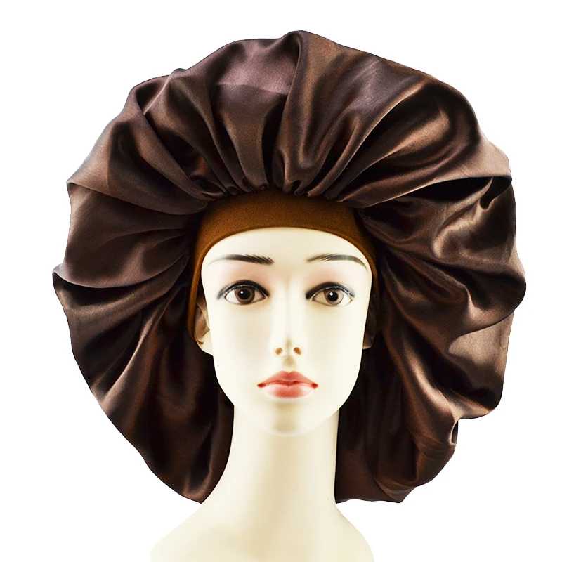 

Women Sleeping silk bonnet Caps Bathroom Satin Solid Color Stretch Bonnets Shower Cap Hair Hat for Daily Use and Beauty