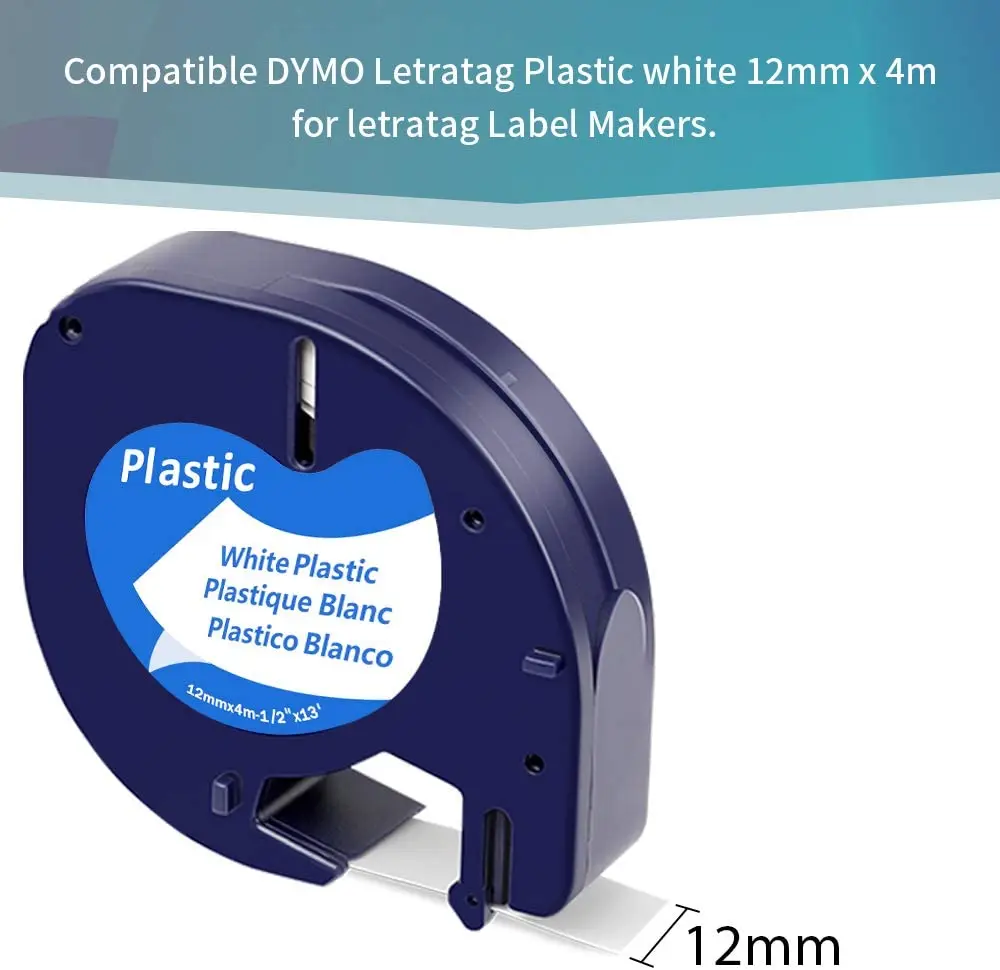 Fimax 1PCS 91200 91201 91330 Dymo 12mm Label Compatible For DYMO LetraTag Tape 12267 Plastic Label Maker 91203 16951 Label Tape