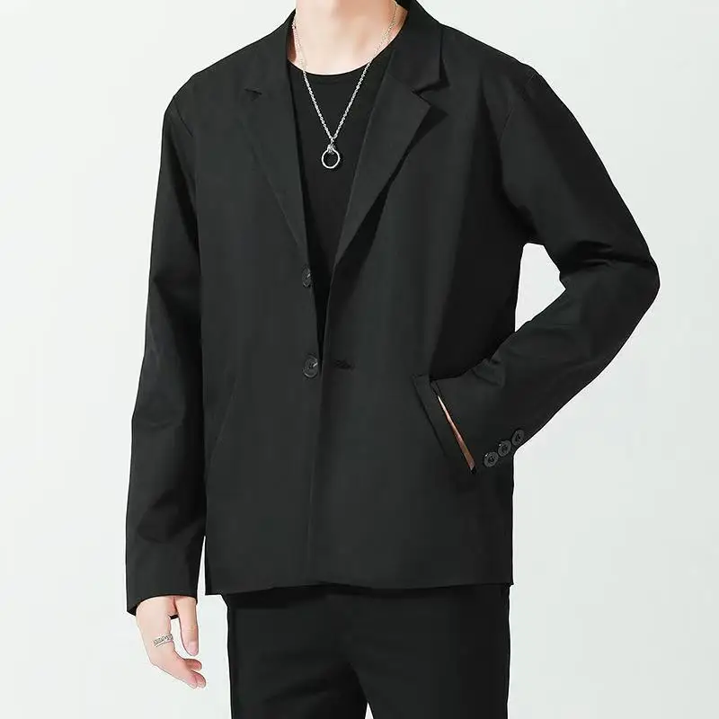 Men Japanese Loose Suit Jacket Casual Solid Thin Long Sleeve Single-breasted Coat Tops For Male Smart Business All-match Blazers