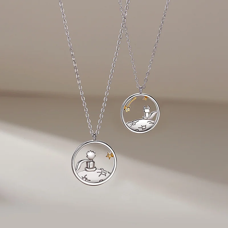 2021 Fashion New Two-color Couple S925 Silver Plated Little Prince Fox Pendant Necklace Exquisite Luxury Clavicle Chain Jewelry