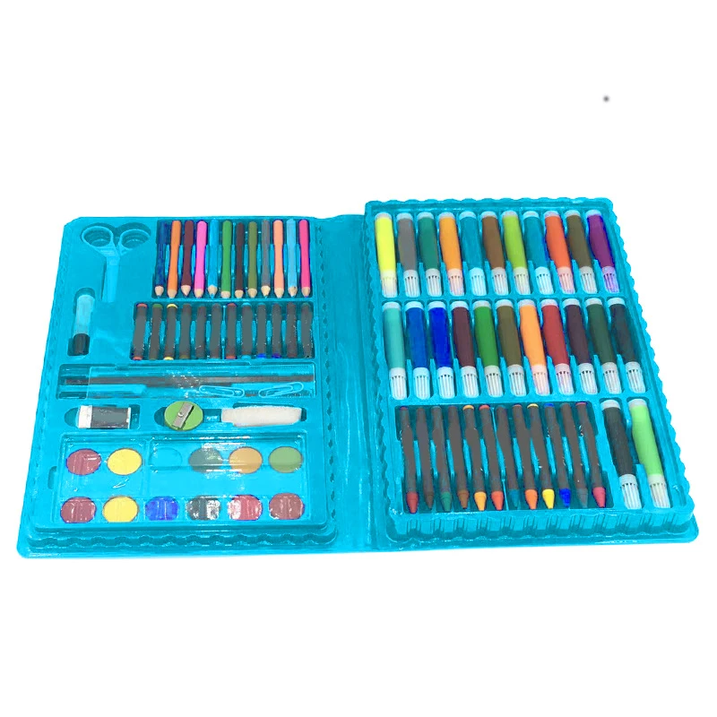 86pcs Children Painting Set Water Color Pen Crayon Oil Pastel Brush Drawing Tool with Portable Box Kids\' Birthday Gift 2022 NEW