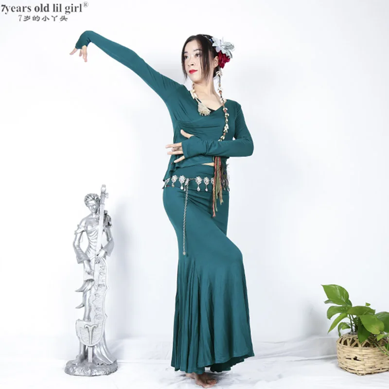 Roupa de dança do ventre de chamas, fantasia oriental + saia de 2 peças