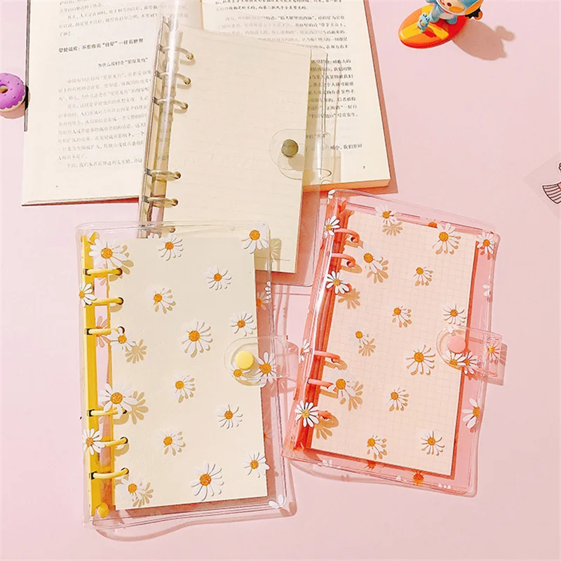 A5/A6 Loose Leaf Notebook Cute Daisy 6 Rings Binder File Folder Kawaii Notebook Planner Notepads Stationery School Journals