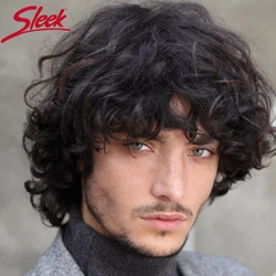 Sleek Human Hair Wigs For Man Remy Brazilian Hair Wigs For Women Curly Human Hair Wig Water Wave Wigs Short Curl Wigs With Bangs