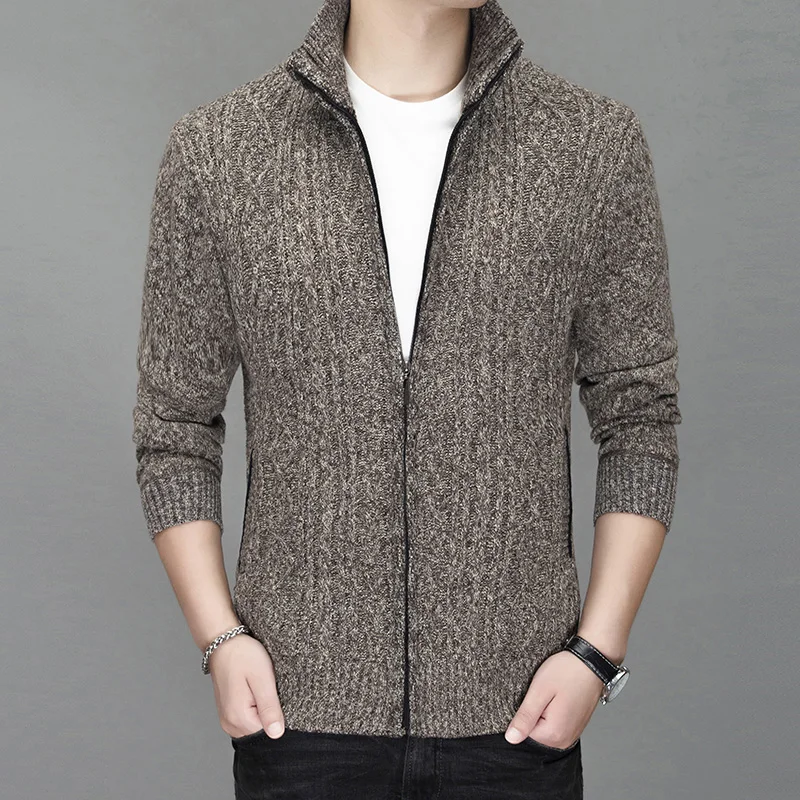 2023 Thick Warm New Fashion Brand Sweater Cardigan For Men Slim Fit Jumpers Knitred Winter Korean Style Casual Mens Clothes