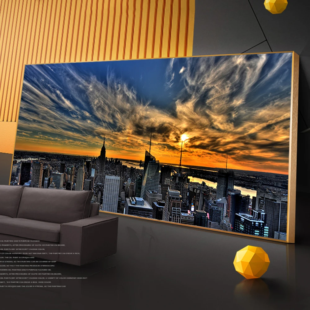 

Sunset View Of New York City Canvas Paintings on the Wall Art Posters And Prints Skyline of New York Canvas Art Pictures Cuadros