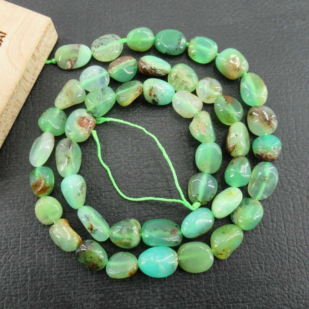 APDGG Green Chrysoprase Beads Nugget Freeform Real Chrysoprase  Gemstone 15