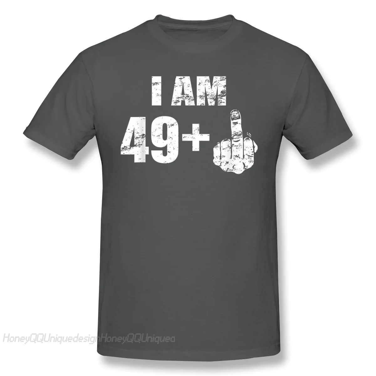 50 Years Old Born in 1971 T-Shirt I Am 49 Plus Middle Finger Funny 50Th Birthday Gift Unique Shirt Crewneck Cotton Men TShirt