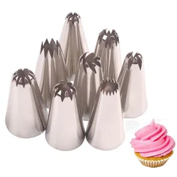 8Pcs Big Size Russian Pastry Icing Piping Nozzles Stainless Steel Decorating Tip Cake Cupcake Decorator Rose Accessories Kitchen