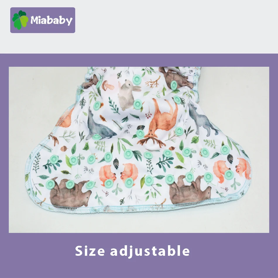 Miababy Print Bamboo Velour Cloth Diaper Heavy Wetter AIO/AI2 Waterproof Bamboo Cotton insert Cloth Diaper