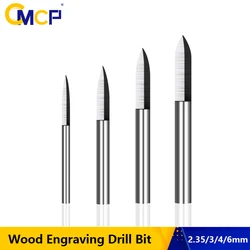 CMCP Wood Engraving Drill Bits 2.35/3/4/6mm Shank Milling Cutter White Steel Sharp Edges Woodworking Carving Engraving Tool