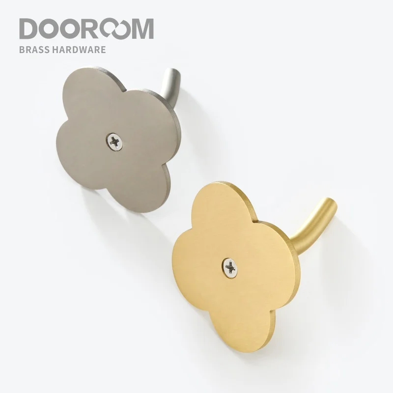 Doodoom Brass Punch Free Bearing Hooks Bathroom Indoor Kitchen Hallway Wall Clothes Hooks Wall Hangers Row Hooks Nordic