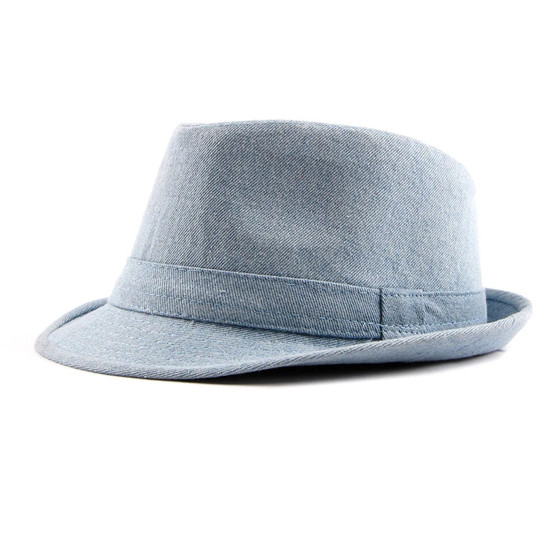 Man Classic Spring Summer Outdoor Leisure Fedoras Hat SolidDenim British Retro Style Jazz Banquet Hat Party Formal Occasion