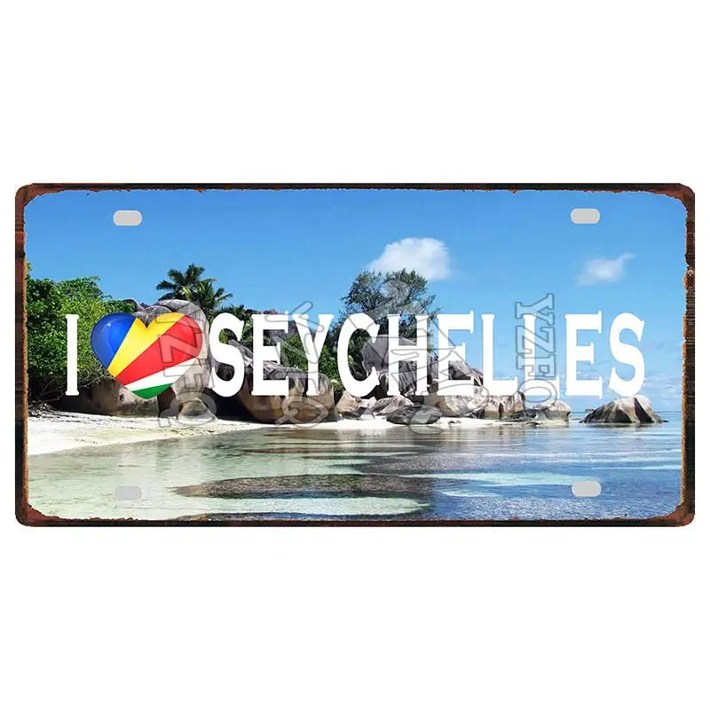 Seychelle City Tin Plate Travel Souvenir Vintage Metal Sign Wall Decor For Shop Home Bar Club Poster Customizable DC-1096B