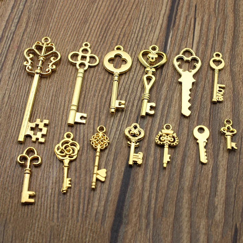 26pcs/lot Vintage Key Charms for Jewelry Making Fits Bracelet Necklace Findings Metal Charms Pendants DIY Jewelry Supplies Z1228