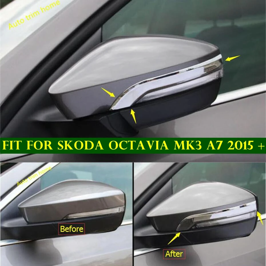 

Door Rearview Mirror Anti-rub Rubbing Edge Strip Cover Trim Fit For Skoda Octavia MK3 A7 2015 - 2018 Chrome Accessories Exterior