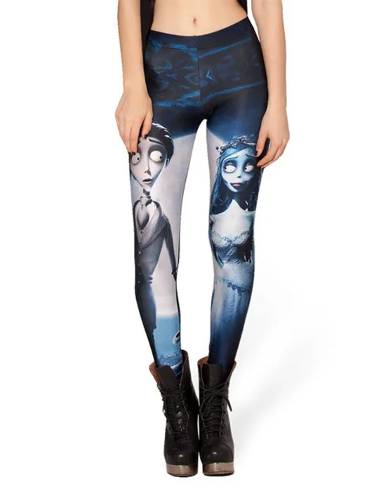 Moda nowe damskie legginsy Casual Workout obcisłe spodnie Zombie Bride wydrukowano Anime legginsy elastyczne spodnie Fitness