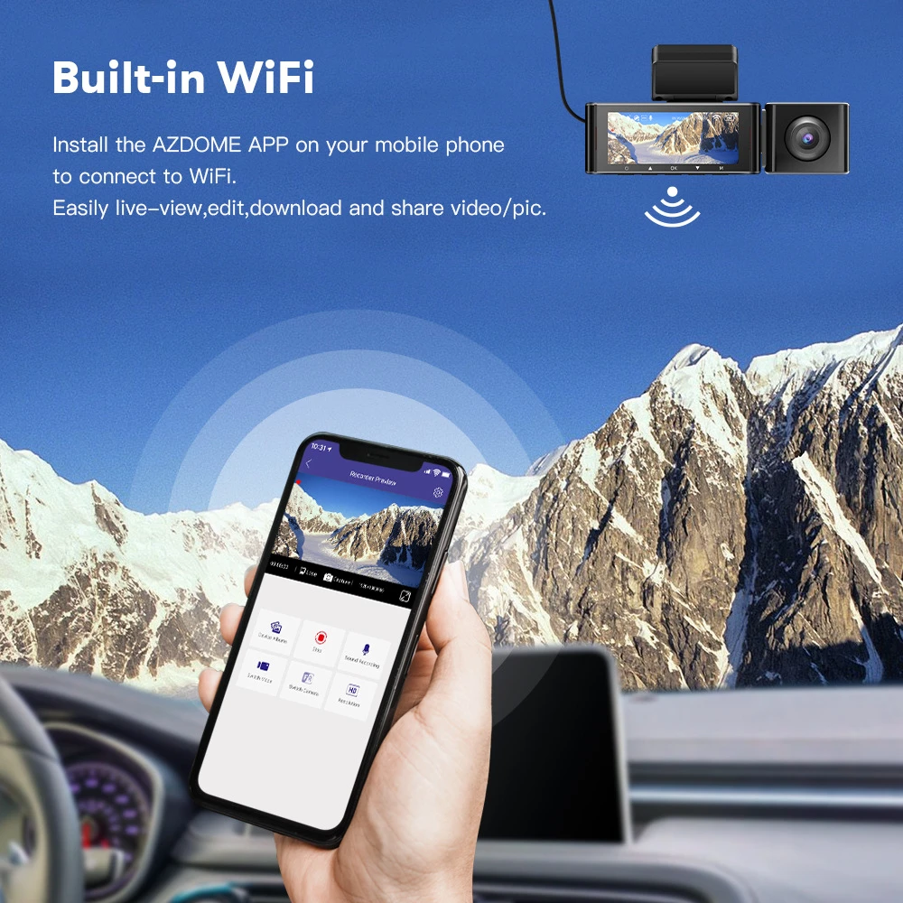 2021 HD 3 Lens ADAS Wifi Gps Front Inside Rear Camera Auto Recorder WIFI GPS Navigation 2K 1080P Dash Cam Car Black Box