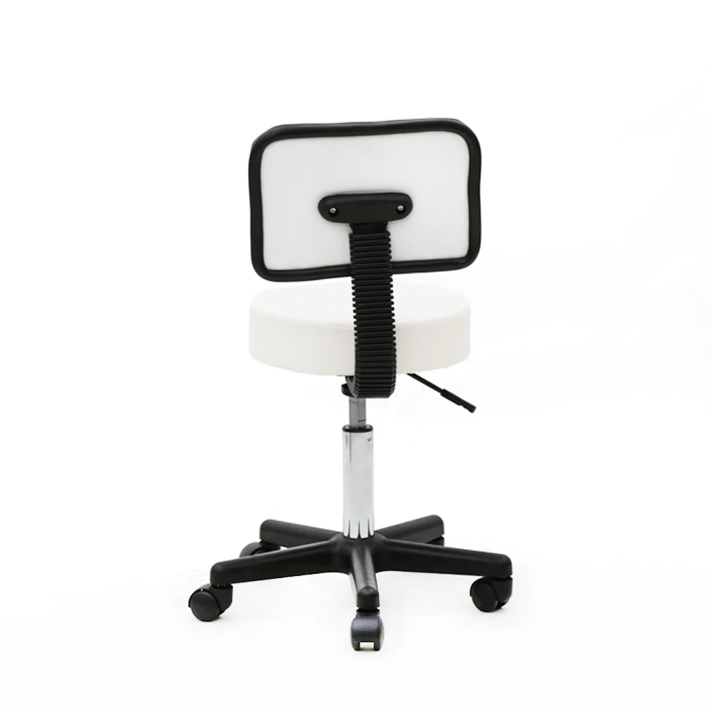 360 Degrees  Adjustable Round Shape Plastic Adjustable Salon Stool with Back White Bar Stool Chair  Bar Stools Modern